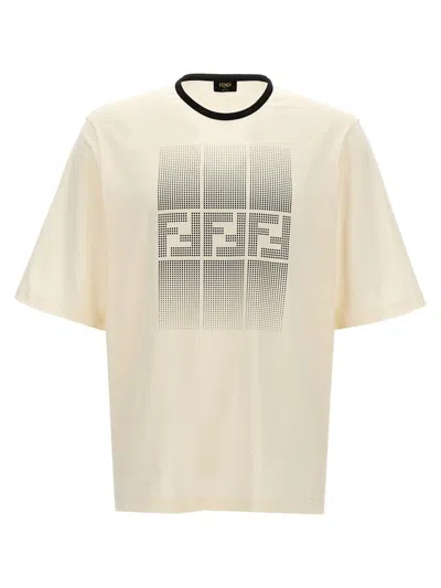 Fendi Gradient Ff Logo T-shirt In White/black