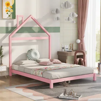 Simplie Fun Full Size Wood Platform Bed In Pink