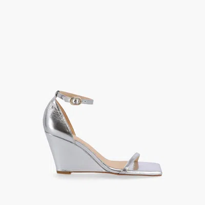 Alohas Gata Shimmer Silver Leather Sandals In Multi