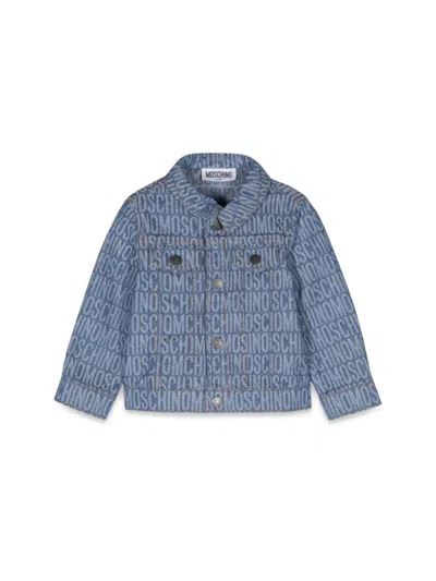 Moschino Babies' Logo-jacquard Denim Jacket In Blue