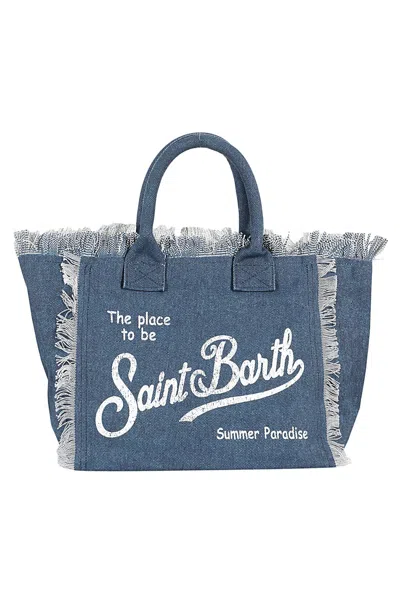 Mc2 Saint Barth Colette Indigo Cotton Canvas Handbag