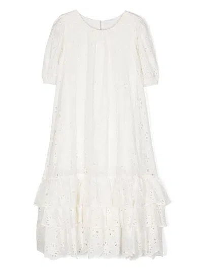 Miss Grant Kids' Broderie-anglaise Ruffled Dress In White