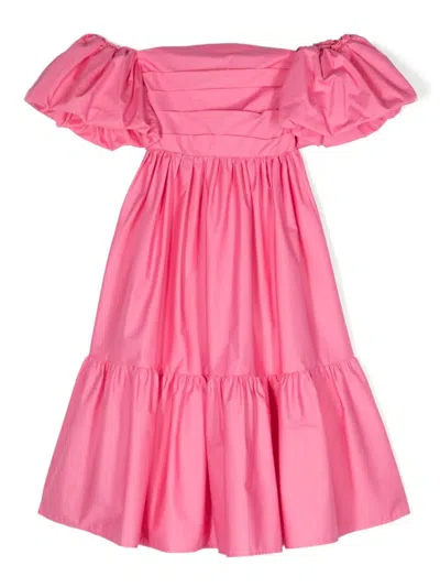 Miss Grant Kids' Balloon-sleeve Poplin Dress In Pink