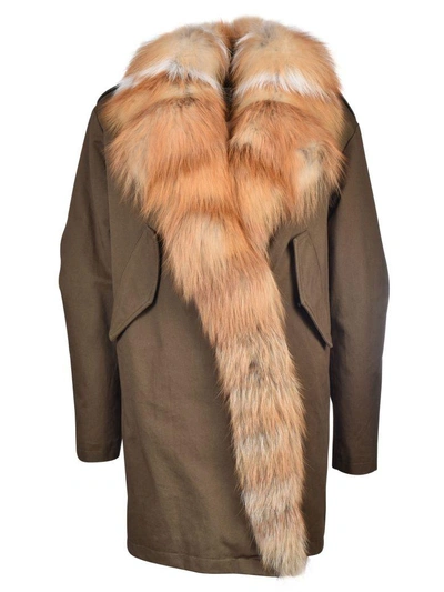 Forte Couture Bella Red Fox Fur & Cotton Canvas Coat In Coyote
