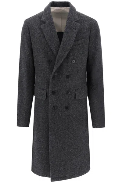 Dries Van Noten Double Breasted Coat In Gray