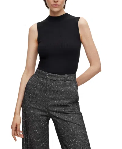 Hugo Boss Boss  Turtleneck Sleeveless Top In Black