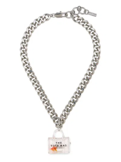 Marc Jacobs Tote Bag Goldfish Necklace In Silver/clear
