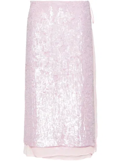 P.a.r.o.s.h Sequin-embellished Midi Skirt In Rosa Antico