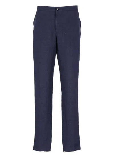 Z Zegna Button Detailed Straight Leg Pants In Blue