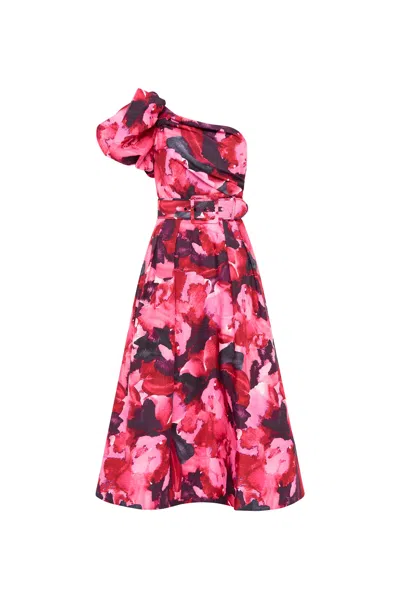 Rebecca Vallance Petunia One Shoulder Midi Dress In Pink