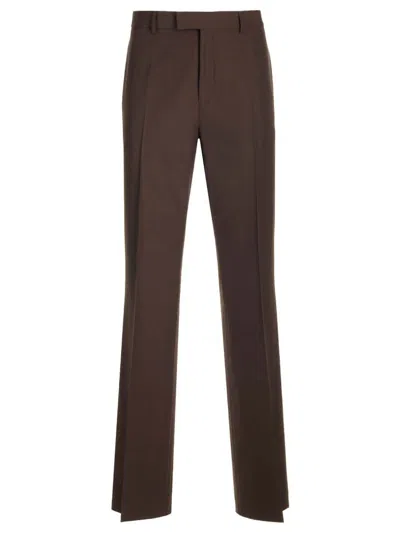 Ferragamo Man Flat Front Tailored Trouser In Espresso