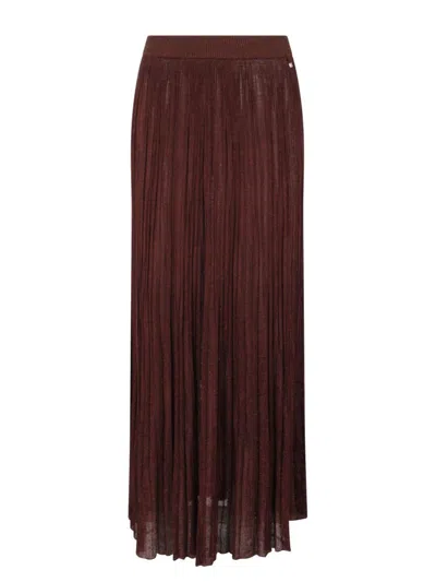 Herno Pleated Midi Skirt In Brown