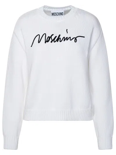 Moschino White Cotton Blend Sweater