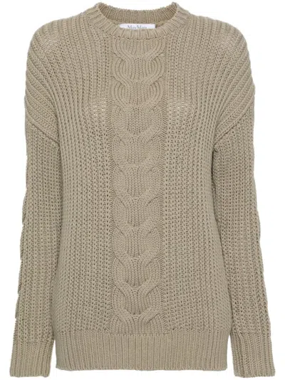 Max Mara Chunky Cable Knit Jumper In Green