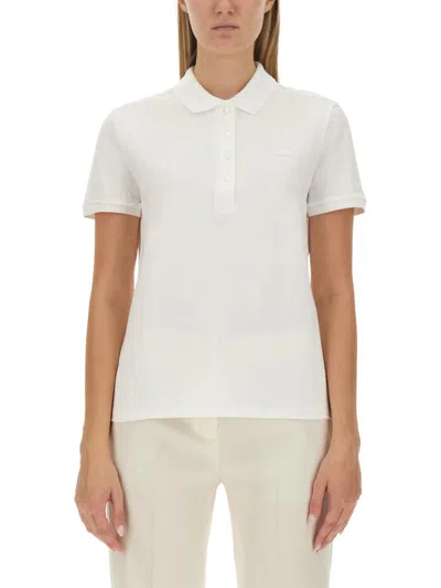 Lacoste Polo With Logo In Bianco