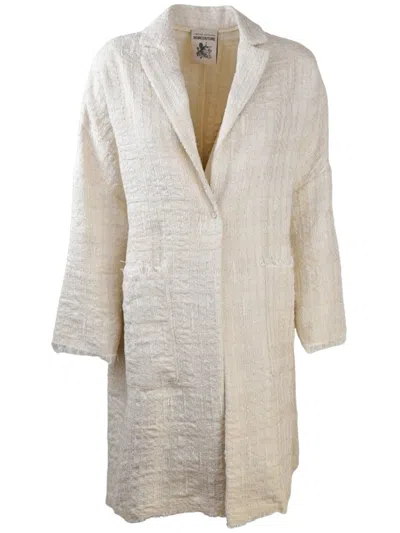 Semicouture Cream White Tweed Coat