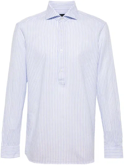 Fay Striped Linen-blend Shirt In Blue