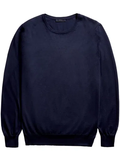 Fay Logo-embroidered Jumper In Blue