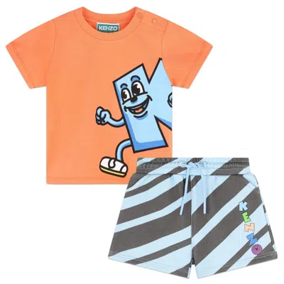 Kenzo Babies' Completo Con Stampa In Orange
