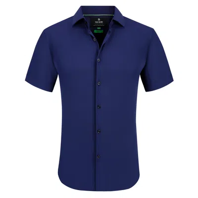 Tom Baine Men's Slim Fit Short Sleeve Performance Button Down Dress Shirt In Blue