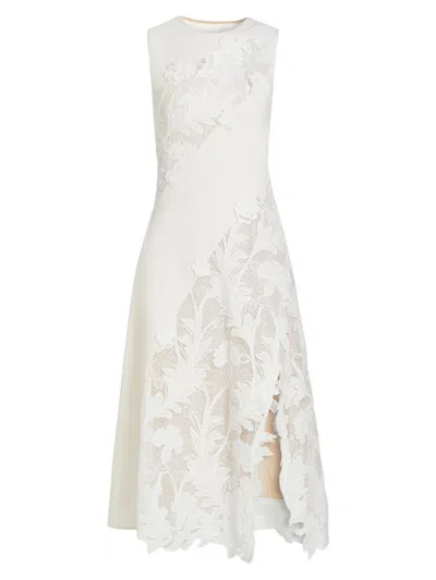Oscar De La Renta Women's Marbled Carnation Guipure Lace Dress In Off White