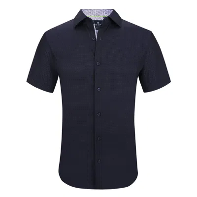 Tom Baine Men's Slim Fit Short Sleeve Performance Stretch Button Down Dress Shirt In Blue