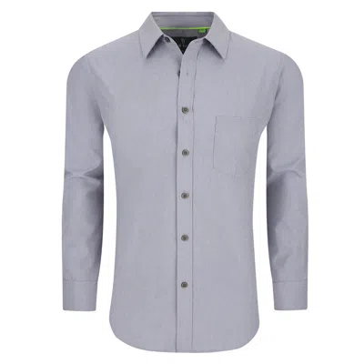 Tom Baine Men's Slim Fit Performance Long Sleeve Solid Button Down Dress Shirt In Silver