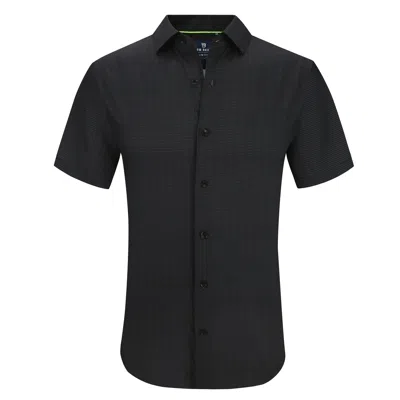 Tom Baine Men's Slim Fit Short Sleeve Performance Stretch Button Down Dress Shirt In Black