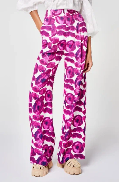 Smythe Floral Pleated Trousers In Begonia Floral