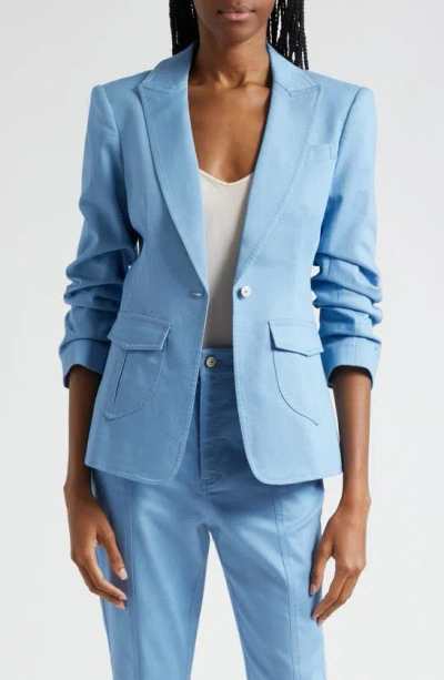 Cinq À Sept Louisa Ruched Sleeve Blazer In Blissful Blue