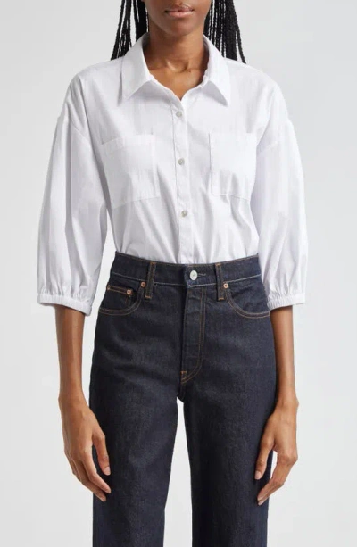 Cinq À Sept Alejandra Cotton Blend Button-up Shirt In White