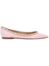 Valentino Garavani Rockstud Patent Leather Ballerinas In Pink