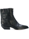 SAINT LAURENT BLACK POINTED TOE LEATHER BOOTS,4928360AS0012339934