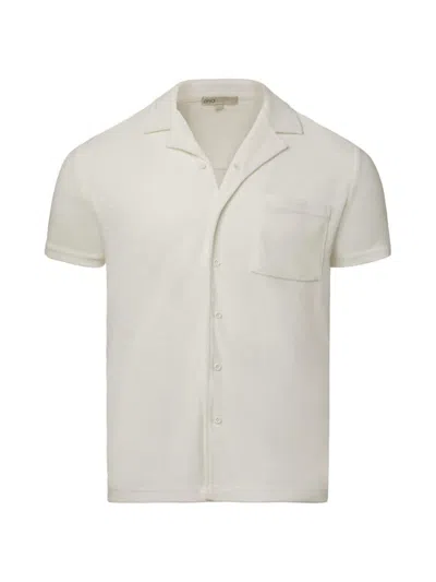 Onia Towel Terry Regular Fit Button Down Camp Shirt In White