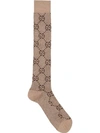 Gucci Gg Supreme Knee High Cotton Blend Socks In Neutrals