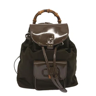 Gucci Bamboo Brown Synthetic Backpack Bag ()