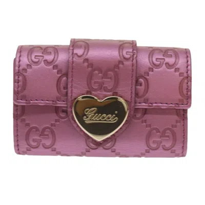 Gucci Gg Pattern Pink Leather Wallet  ()