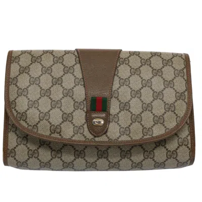 Gucci Web Brown Canvas Clutch Bag ()