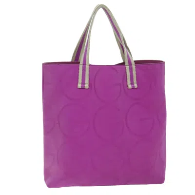 Gucci White Canvas Tote Bag () In Purple