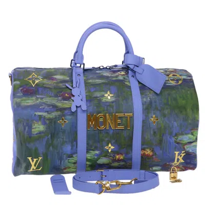 Pre-owned Louis Vuitton Keepall Bandouliere 50 Blue Leather Travel Bag ()