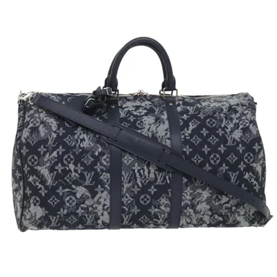 Pre-owned Louis Vuitton Keepall Bandouliere 50 Grey Canvas Travel Bag ()