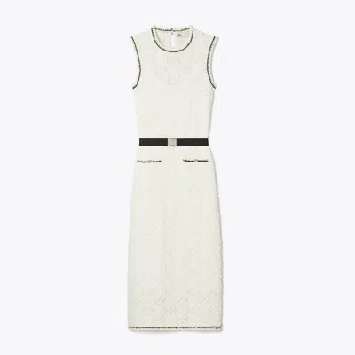 Tory Burch Cotton Pointelle Knitted Tank Dress In White