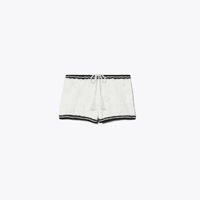 Tory Burch Pointelle Knitted Shorts In White