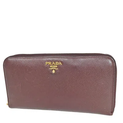 Prada Saffiano Burgundy Leather Wallet  ()