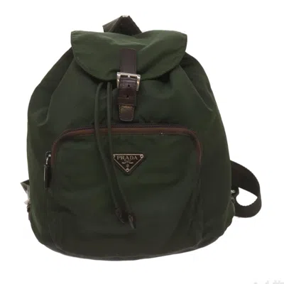 Prada Tessuto Khaki Synthetic Backpack Bag () In Green