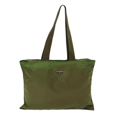 Prada Tessuto Khaki Synthetic Tote Bag ()