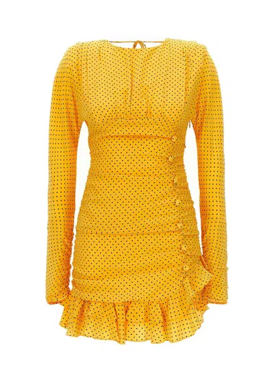 Alessandra Rich Ruched Mini Dress In Yellow