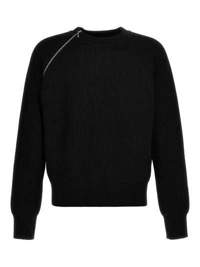 Burberry Rib Knit Wool Sweater In Black