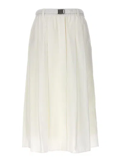 Brunello Cucinelli Cotton Blend Midi Skirt In White