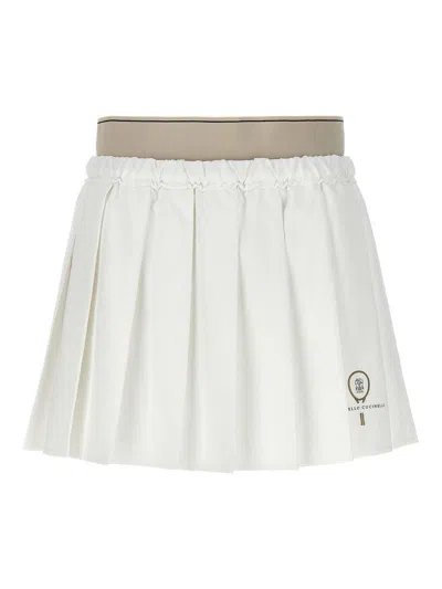 Brunello Cucinelli Mini Pleated Skirt In White